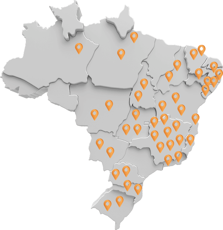 Mapa de presença da Hidro Solo no Brasil
